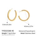 Macro shot of 18K gold plated stainless steel C-shaped earrings with size specifications - 4.0cm Diameter 0.4cm Thick (YYE025388-40)