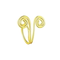 Golden spiral fake nose ring with non-piercing clip design in polished stainless steel - Style 9 Gold