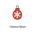 Gold-tone Christmas alloy pendant with red enamel and white snowflake pattern, 13x19mm - 75# Snowflake Pendant