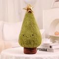 Cute green Christmas tree plush toy with gold star on white lace tablecloth - Green Christmas Tree / 30cm
