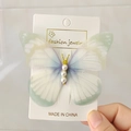 Ethereal tulle butterfly hair clip with lavender gradient wings and pearl accents - With Hair Clip / Ethereal Green