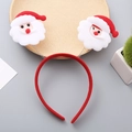 Christmas headband with spring-loaded 3D Santa Claus figures on a red velvet band - Santa Claus Style 3