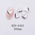 Detail of silver heart nail charm with white enamel and sweet engraving, size 9x8mm - Heart Silver White Style (9493)