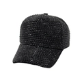 Gorra de béisbol negra brillante con pedrería completa y visera curvada - Negro