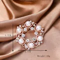 Elegant rose gold flower pearl brooch with sparkling crystals and a 4.7cm diameter - Y-06 Vintage Ring Flower Brooch