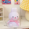 Cute white bunny night light with pink bow tie measuring 9x8x13cm for bedroom decor - 1# Pink Ribbon Rabbit