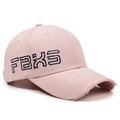 Pink baseball cap with FBXS embroidery and distressed brim detail for a stylish look - Adjustable / Pink