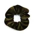 Deep olive green velvet scrunchie in oversized style with soft plush texture - Olive Green