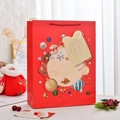 Grande sacchetto regalo di Natale rosso con decorazioni festive e scritta Merry Christmas - Stampa a caldo Natale 4 / Medio (Singolo)