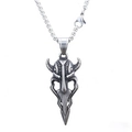Retro Viking horn mask pendant necklace in antique silver finish with square link chain - Pendant Without Chain (C0812)