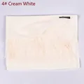 Unisex cream white cashmere scarf with long tassels and elegant minimalist solid finish - Milk White