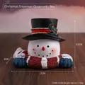 Christmas snowman resin figurine wearing a red and blue knitted scarf and black hat - Male Snowman (7204B-01)