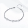 Macro della catena in argento S925 con tre zirconi a forma di cuore dal design raffinato - Argento 925 / Argento