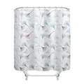 Polyester shower curtain with green and grey ginkgo leaf pattern and metal rings - Ginkgo