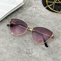 Fashion cat eye sunglasses for women with purple gradient lenses and gold metal frames - Gold Frame Gradient Gray Pink