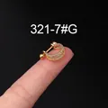 Gold double-layered helix piercing with sparkling zircons and screw ball closure - D-Shape Double Row Style (321-7#G)