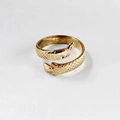Macro shot of golden fish ring detailing intricate scale textures and metallic finish - Arowana Shape Style (R020127)