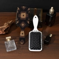 Bohemian cushion hair brush set in dark wood grain and white finishes for scalp massage - Customizable Pattern / Wood Grain Black
