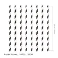 Racing party paper straws with black and white diagonal stripes 10pcs 7.9 inch - Black Striped Straws 10PCS