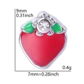 Abalorio de fresa para joyería de relicario con esmalte rojo y detalle de flor de cristal - Fresa con Diamantes de Imitación