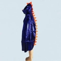 Kids metallic blue dinosaur cape with orange scales and shiny gold foil hood costume - One Size / Purple