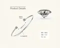 Bracciale rigido in argento 925 con moissanite 5mm D VVS1 3EX e diametro interno 59mm - Bianco-Bracciale a Quattro Griffe
