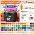 Touchmark 80-color dual-tip alcohol art marker set with base and black canvas bag - 80 Colors for Students (With 6 Gifts)