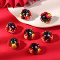 Hand-painted glass dragon beads for bracelets in lucky red and black finish - Red Koi / Black