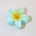 Blue and yellow plumeria flower claw clip for women made of translucent acrylic material - 1 Piece / #7 Light Blue / Bulk Packaging