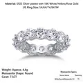 Eternity ring in S925 sterling silver with 7.5CT round-cut moissanite stones - R13531-5.0+gra/black Card / US Size 7 / Circumference 54.3mm