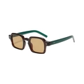 Retro oversized square sunglasses with brown frame and dark green translucent temples - Green Frame Tea Lens