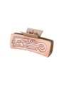 Beige Western cowboy style hair claw clip with vintage floral embossed pattern - Khaki 3D Floral Relief (90176)