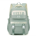 Mint green school backpack for girls with large capacity and smile face detail - Gray Blue