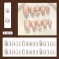 Uñas postizas rosa cat eye con degradado de purpurina y lazo decorativo de diamantes - Elfo Vidriado (Z1247) / Tipo de Pegamento