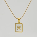 18K gold stainless steel Pisces necklace featuring a white shell zodiac pendant - Pisces