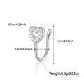 Silver 925 heart-shaped non-pierced nose ring clip with shiny CZ zircon stones - Heart - Silver