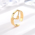 Gouden open ring met hartvormige kettinghanger minimalistische roestvrijstalen sieraden - US 6 / Goud