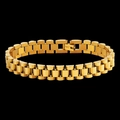 Elegante pulsera de eslabones en acero inoxidable chapado en oro con cierre desplegable - 21cm / Dorado