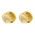 Gouden oorringen met schelptextuur en spiraalvormig vintage oceaanontwerp voor dames - 1 paar / VE1539 Gouden Schelp
