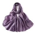 Elegant purple satin silk scarf with soft shimmer and smooth texture for women - Purple