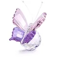 Elegant 3D crystal butterfly figurine with pink and purple faceted wings on glass base - Purple & Pink Mix