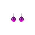 Close-up of purple translucent disco ball earrings with polished silver hooks - Solid Purple Disco Ball Earrings