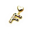 Gold-plated letter F pendant with colorful zircon stones and heart-shaped bail - Pendant Only / Letter F