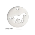 Minimalist stainless steel circle pendant with cutout horse motif, 21.1mm size - Round Horse Hollow