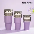 Three taro purple vacuum insulated stainless steel tumblers with hidden handles - Dual Drink Lid Taro Purple