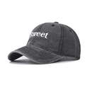 Casquette de baseball vintage en coton lavé avec broderie Sweet gris foncé, vue à 45 degrés - Réglable / Noir (Sweet)