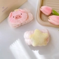 Fasce in pile di corallo rosa e gialla per il lavaggio del viso e la cura della pelle - Stile Maiale & Stella dei Cartoni Animati (88#) / 1 Pezzo / Rosa Antico