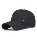 Casquette de baseball noire séchage rapide pour homme avec évents laser et logo métal - Réglable / Noir