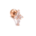Rose gold flower cartilage stud featuring four marquise-cut zircon stones and ball back - Rose Gold (EGD0832)