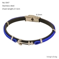 Details des Ankerarmbands aus Edelstahl und Leder mit Verschluss- und Größenangaben - Breiter integrierter Ankerstil (ZH1847S)